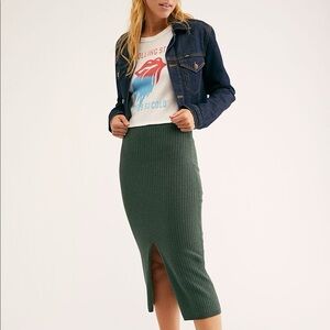 Free People Skyline Midi Skirt L Green